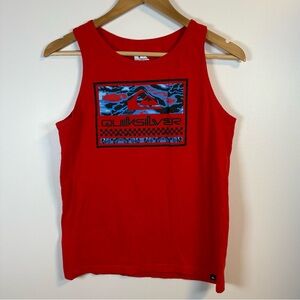 Quiksilver Boys Red Logo Tank Top, Sleeveless, Size XL 14/16, Cotton, Beach Pool